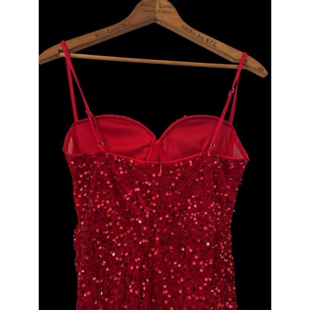 Full length Red sequin velour event/party dress - Picture 6 of 8